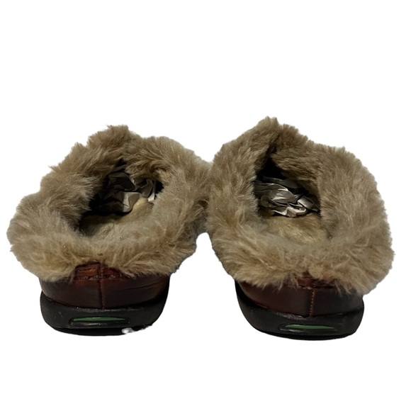Earth Kalso Technology Size 8 Cream Furry Brown Leather Slide Clog - Picture 4 of 6